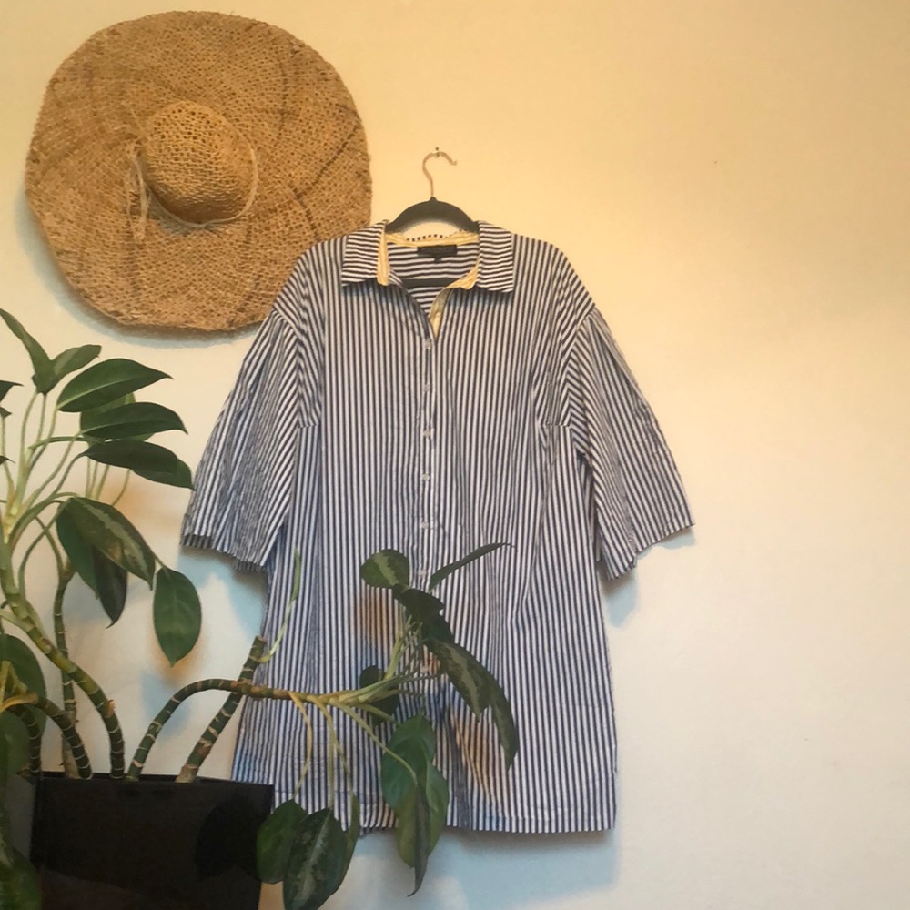 Raw Hem Bell Sleeve Shirt Dress